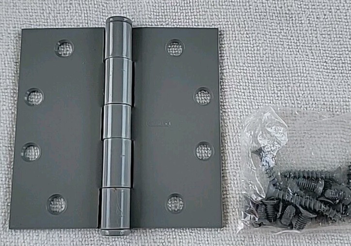 Stanley Door Hinges 4.5"x 4.5" Steel 05-0028 w screws gray 3-Pk NEW