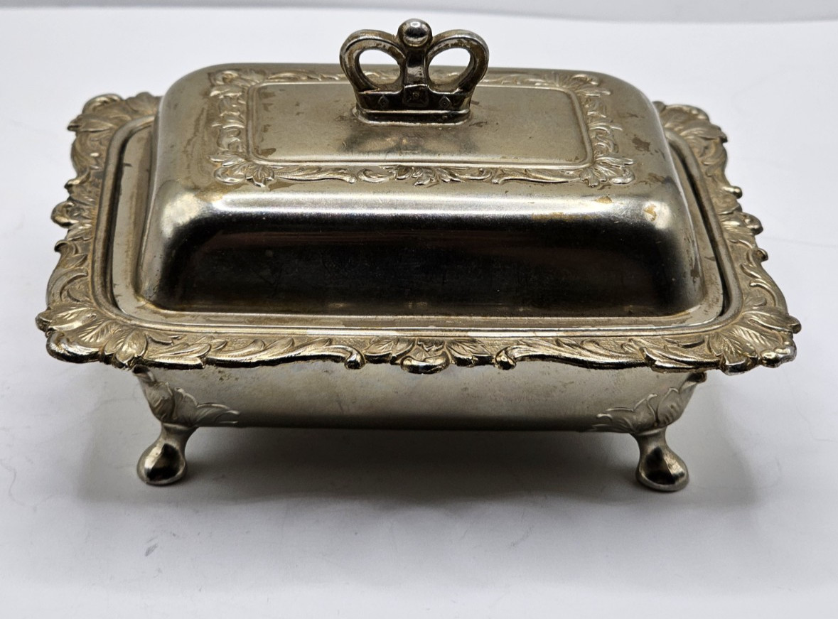 VTG Silver Plate Butter Vanity Trinket Dish