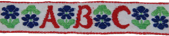 3/4 Inch Red ABC's Woven Jacquard Braid Ribbon, 5 Yards