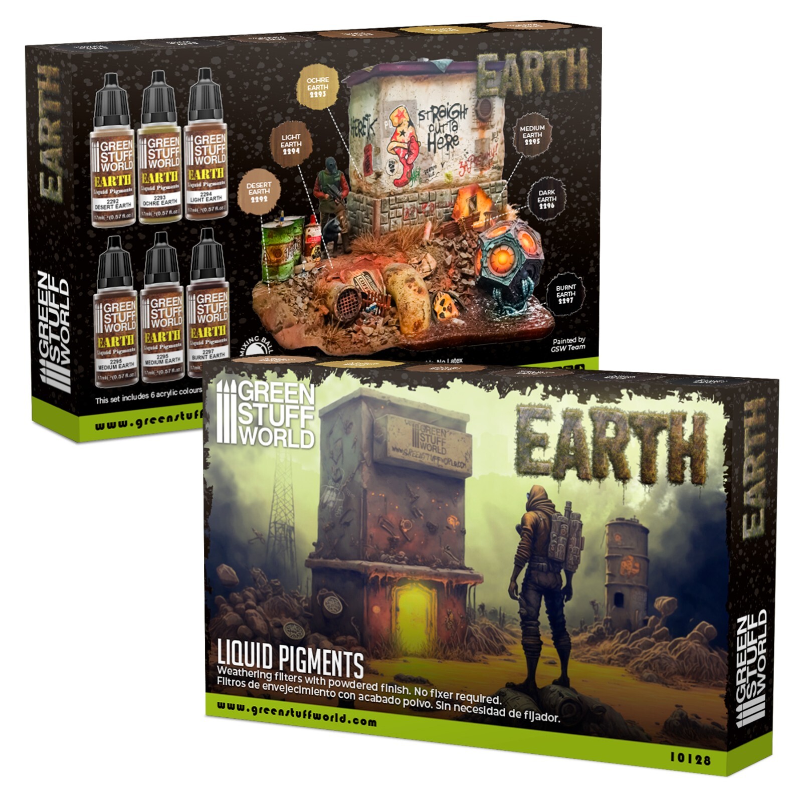 Liquid Pigments Set - Earth - Airbrush Brush