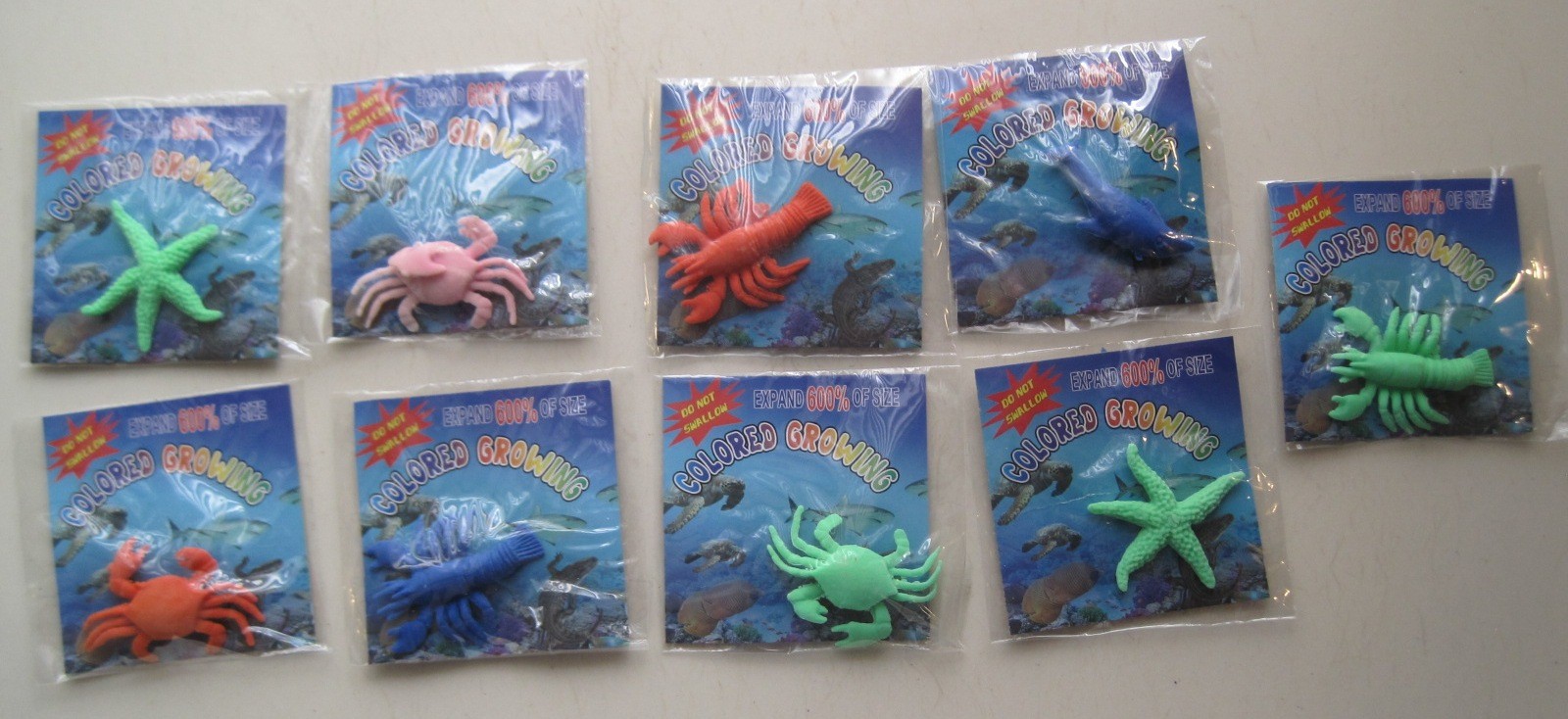 Lot of 9 Grow in Water Toy Animals Ocean Lobster Crab Starfish Fish Expand 600%