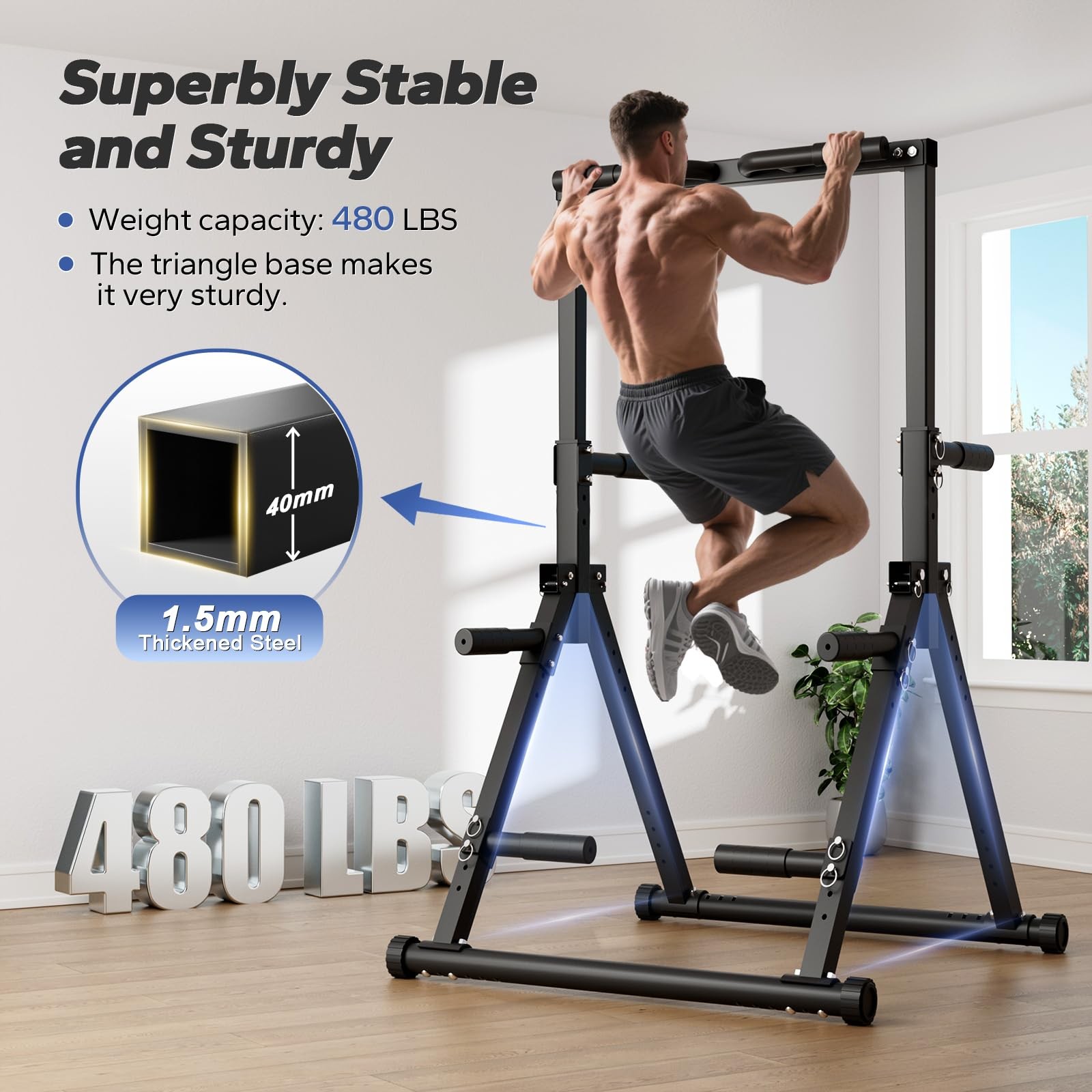 Foldable Pull Up Bar Free Standing, Strength Training Pull-up Bars Adjustable...