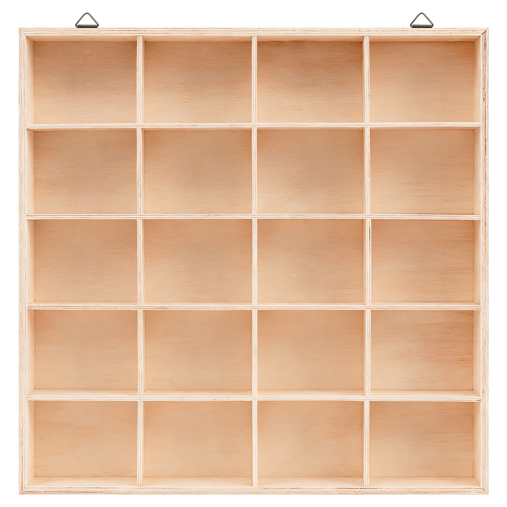 Wood Display Case 20-Slot Organizer for Monster Trucks Storage Wall-Mountable