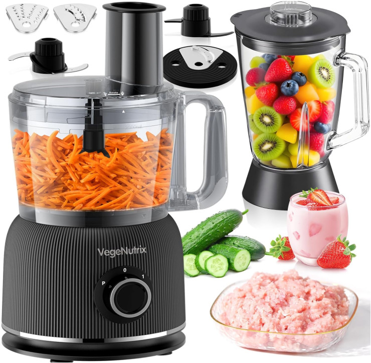 Procesador de Alimentos y Licuadora 2 en 1 700W Vaso 2L Picadora 2.5L, Nuevo