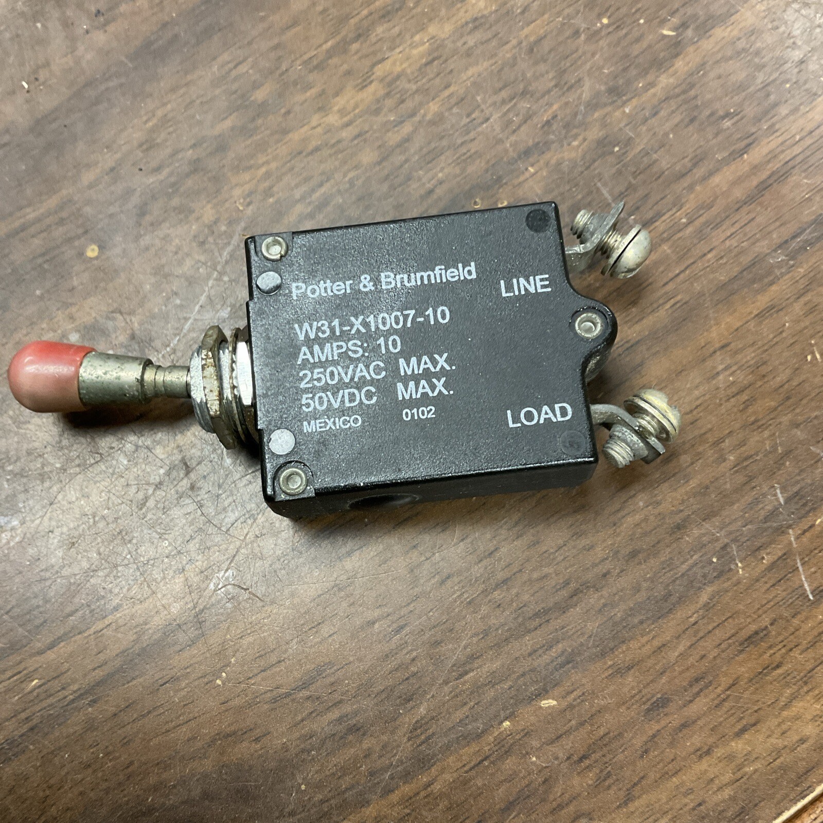 Potter & Brumfield Circuit Breaker Switch 10 Amp P/N W31-X1007-10