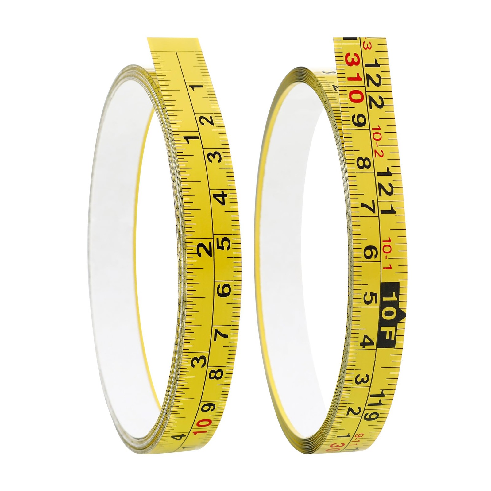 2 Packs Steel Self-Adhesive Measuring Tape, Right to Left 122 in, Yellow