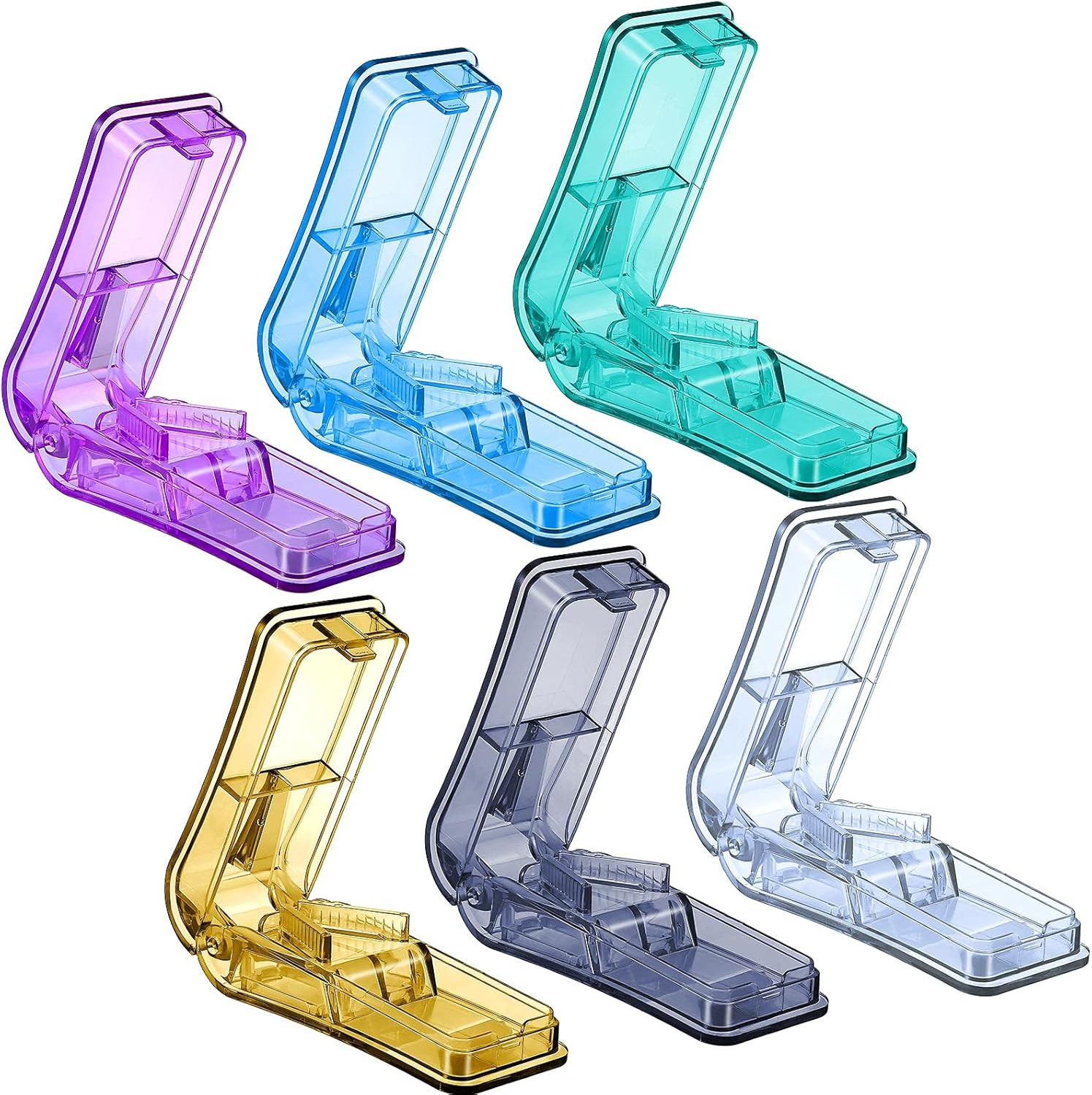 6 Pieces 12 Pieces Pill Cutter Portable Medicine Holder with Stainless Steel ...