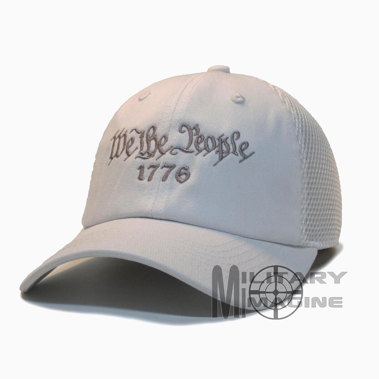 We The People 1776 American Flag 2A Hat White Micro Mesh Tactical Cap