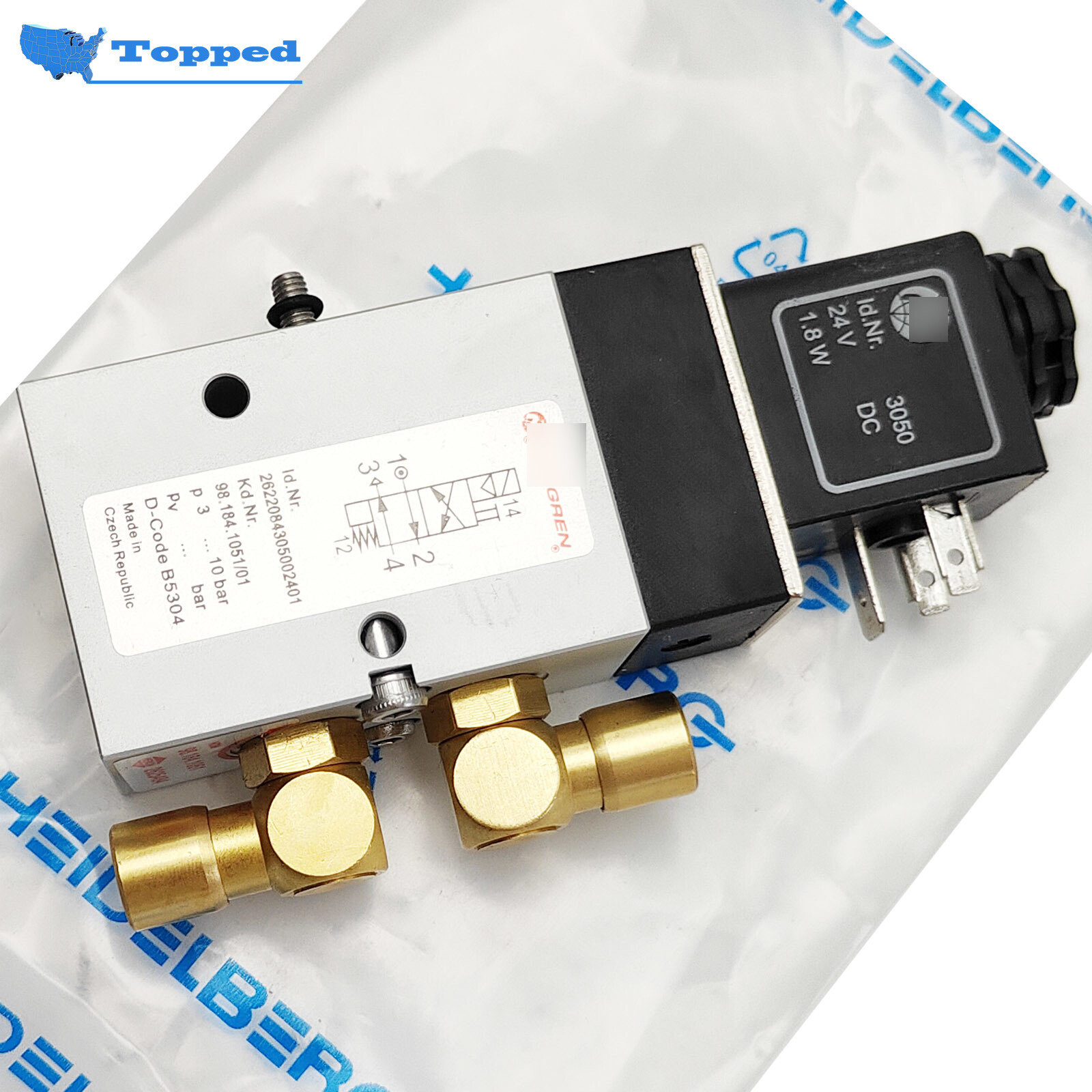 New Solenoid Valve for Heidelberg SM/CD102 Offset Printing 98.184.1051 2625484