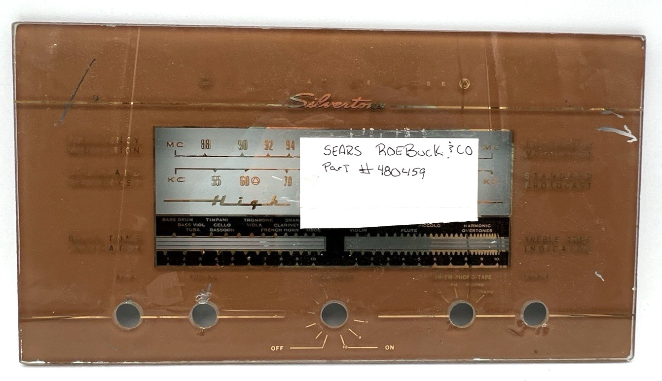 SILVERTONE CIVILIAN DEFENSE TUNER GLASS PANEL W/BLEMISHES 480459 USED