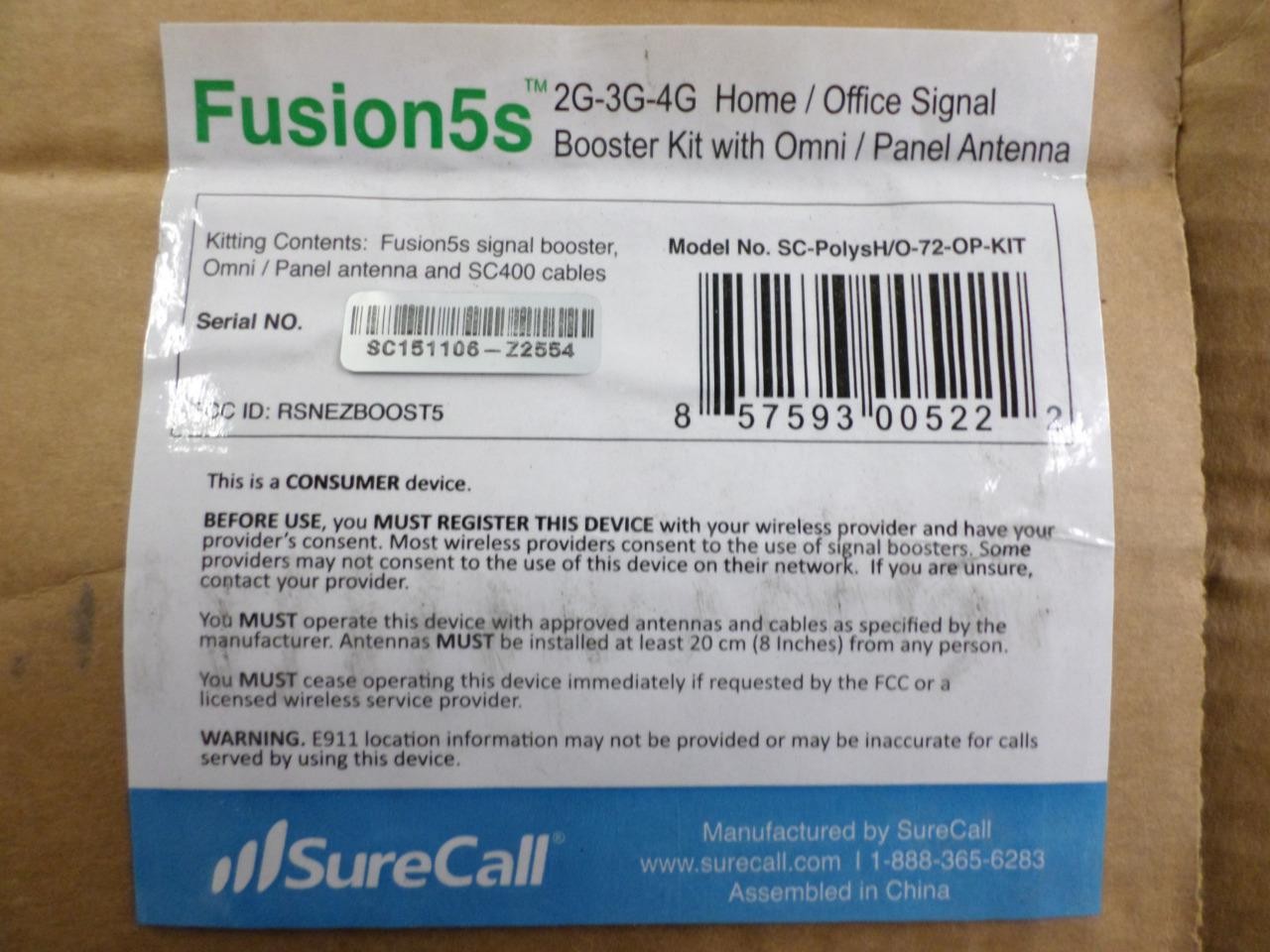 SureCall Fusion5s 2.0 Signal Booster Kit - Open Box