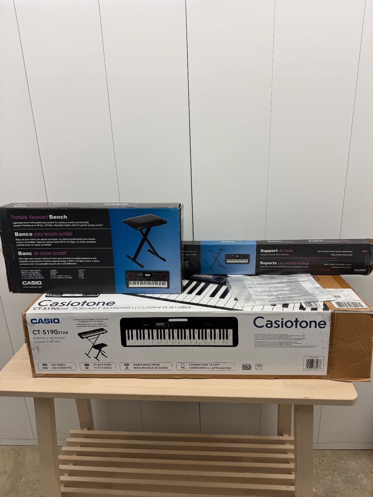 Casio CT-S190 61-Key Electric Keyboard with Stand & Bench - Black