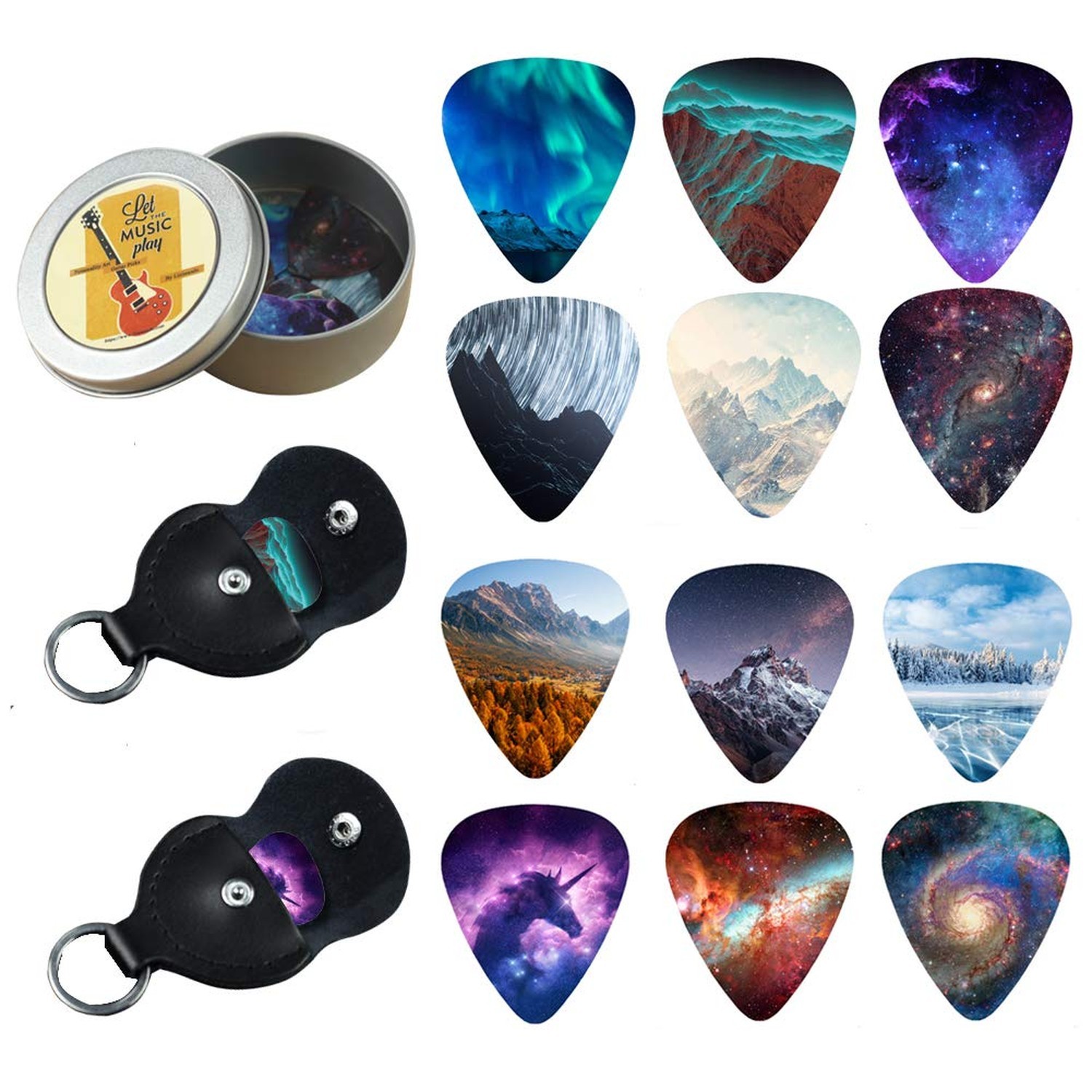 Guitar Picks - 24-pack 0.71mm Stylish Colorful Celluloid Guitar Picks Plectru...