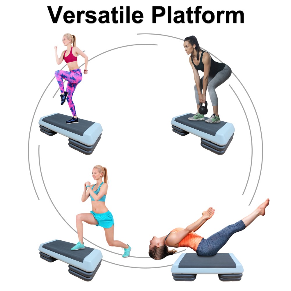 Adjustable Aerobic Stepper w/ 4 Risers, Non-Slip Platform, 550lb Capacity