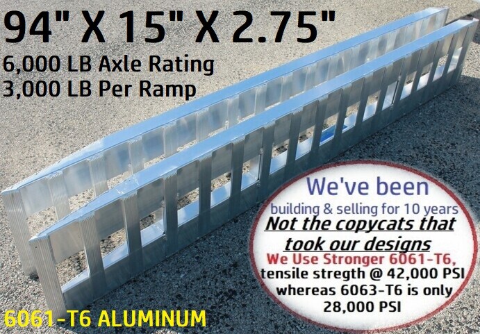 like Kaufman 94" Aluminum Trailer Loading Ramps car truck auto hauler Hook ends