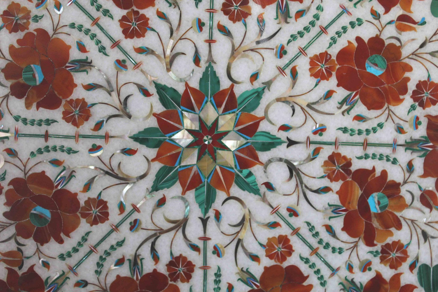 Size 18"x18" Marble Coffee Table Top Carnelian Inlay Mosaic Marquetry Home Decor