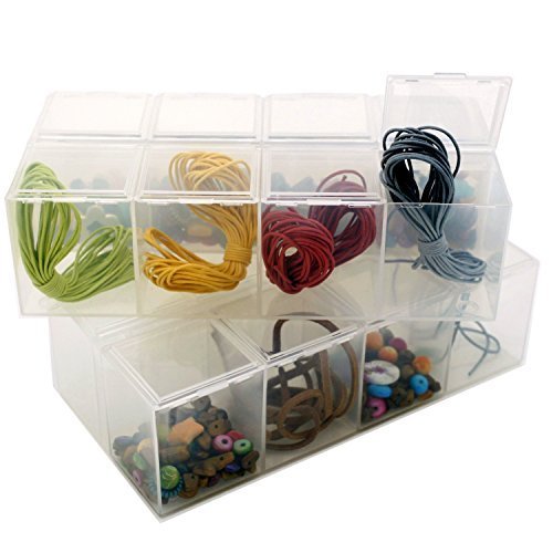 2 Storage Clear Containers Small Items Organizer Beads Pills Buttons Office desk