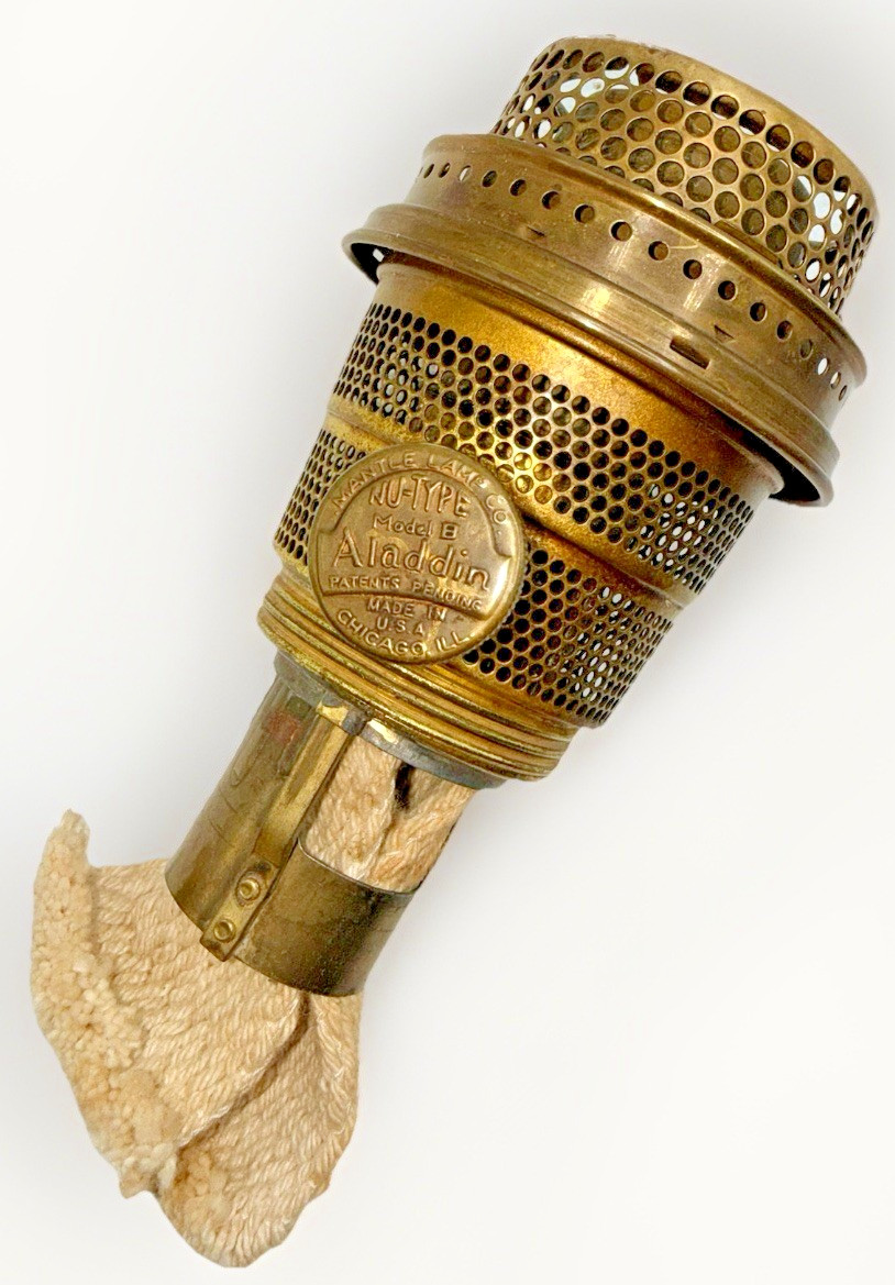 Aladdin Nu-Type Model B Kerosene Lamp Burner Brass with Wick & Flame Spreader