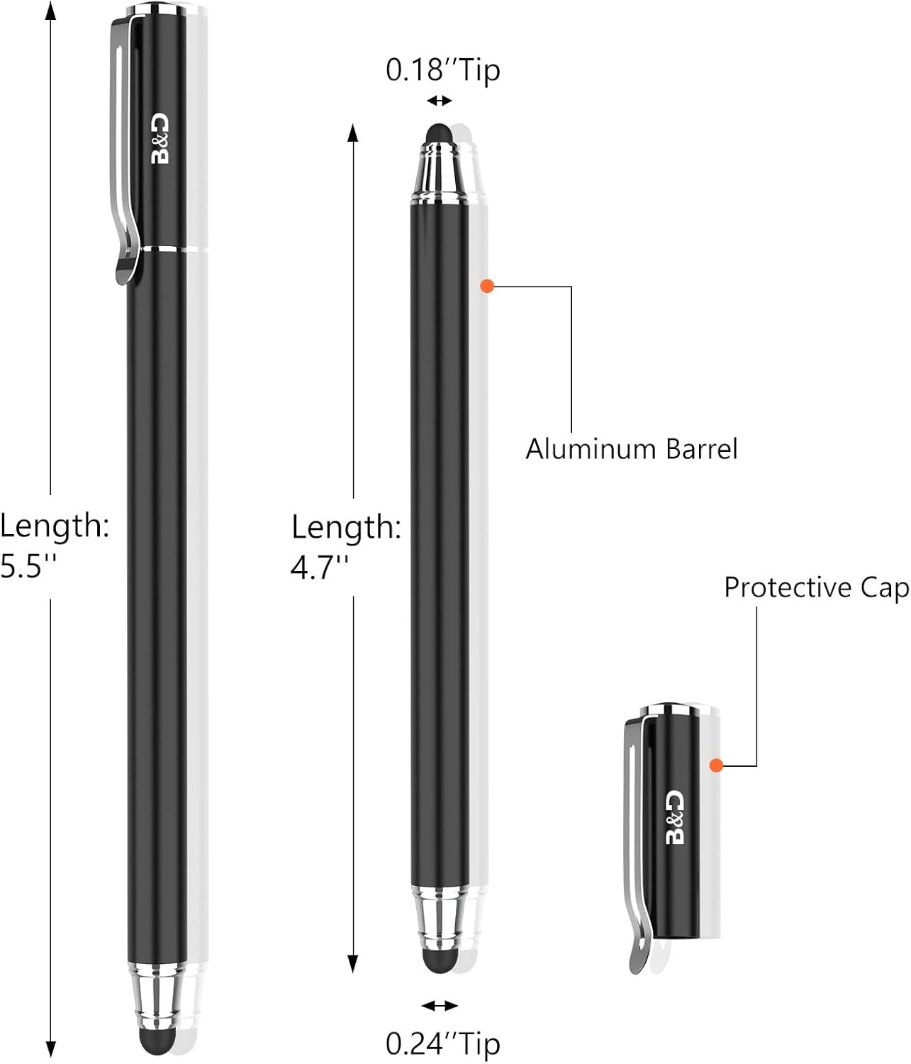 Capacitive Stylus 2-in-1 Universal Touch Screen Pen for All Touch Screen Tablets