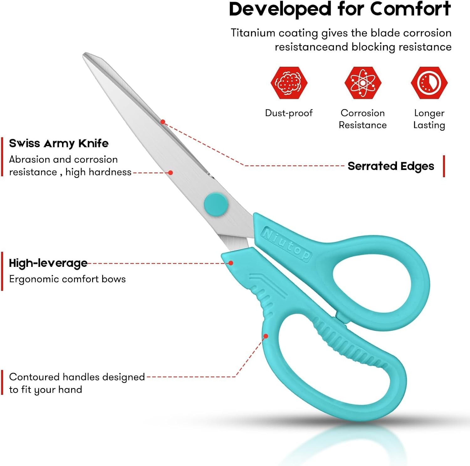 Sharp 8-Inch Scissors for Every Purpose - Comfortable Grip & Precision Cutting