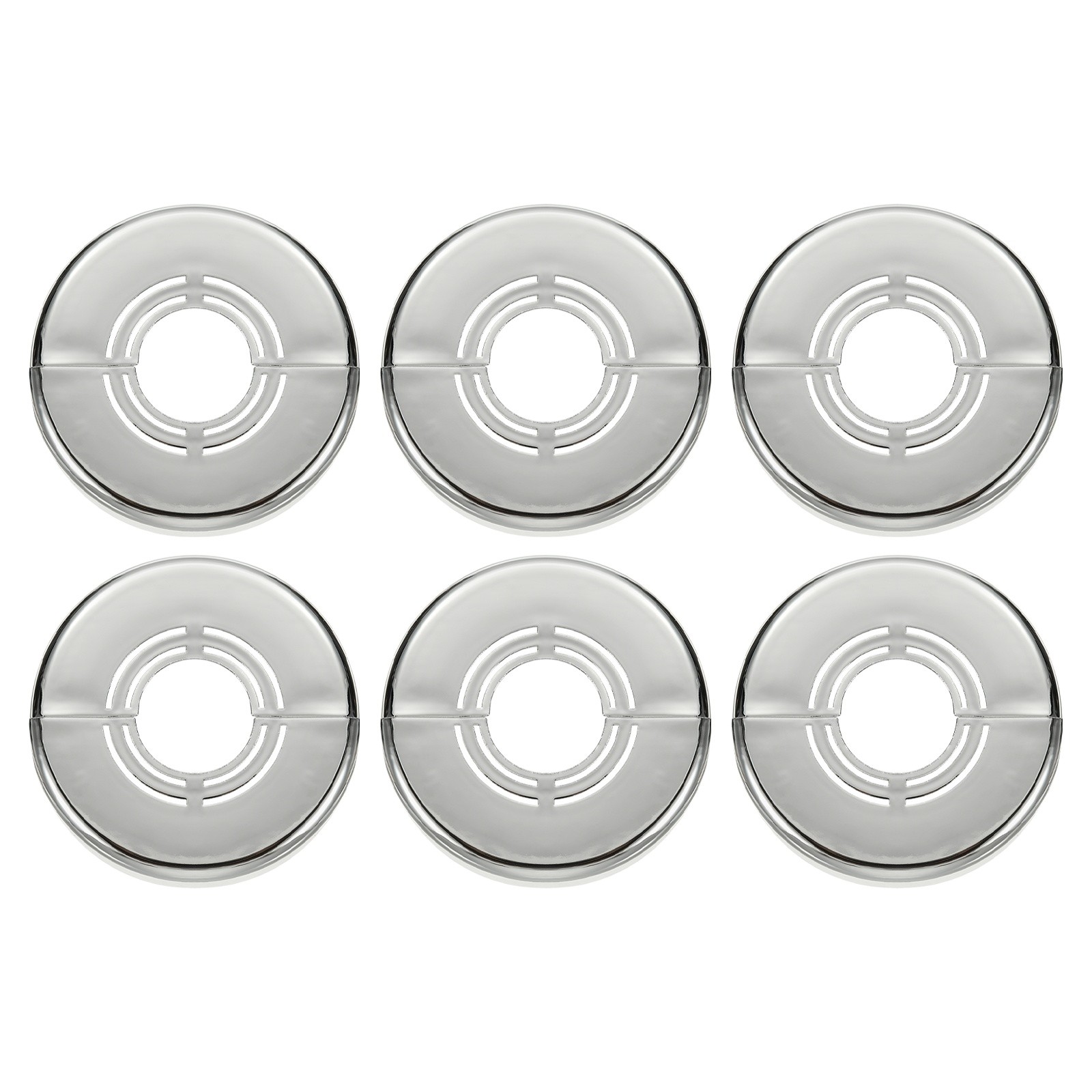 6pcs Wall Split Flange 0.39" Plastic Round Split Flange Pipe Cover, Silver