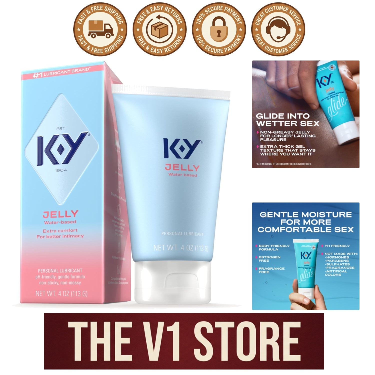 K-Y Jelly Personal Lubricant Water Based Lube for Wetter Sex 4 oz **NEW**
