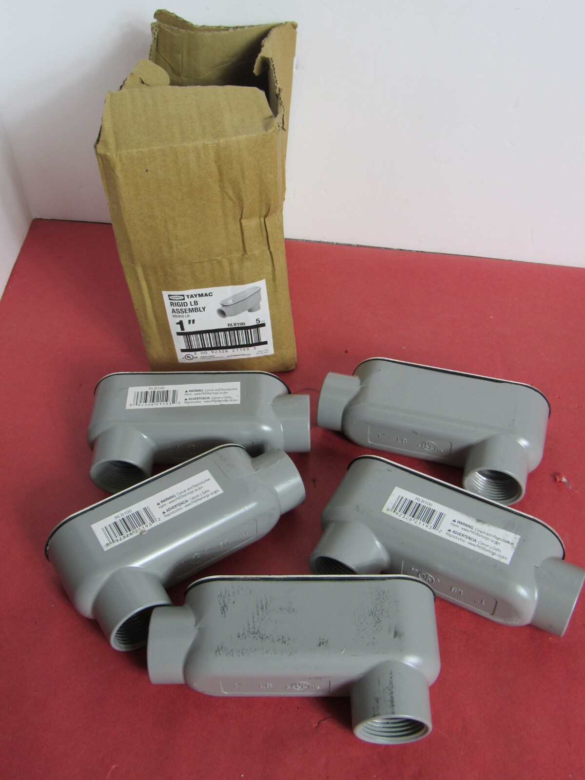 Box of 5 Hubbell Taymac Rigid LB Assembly Conduit Body 1" RLB100 Gray