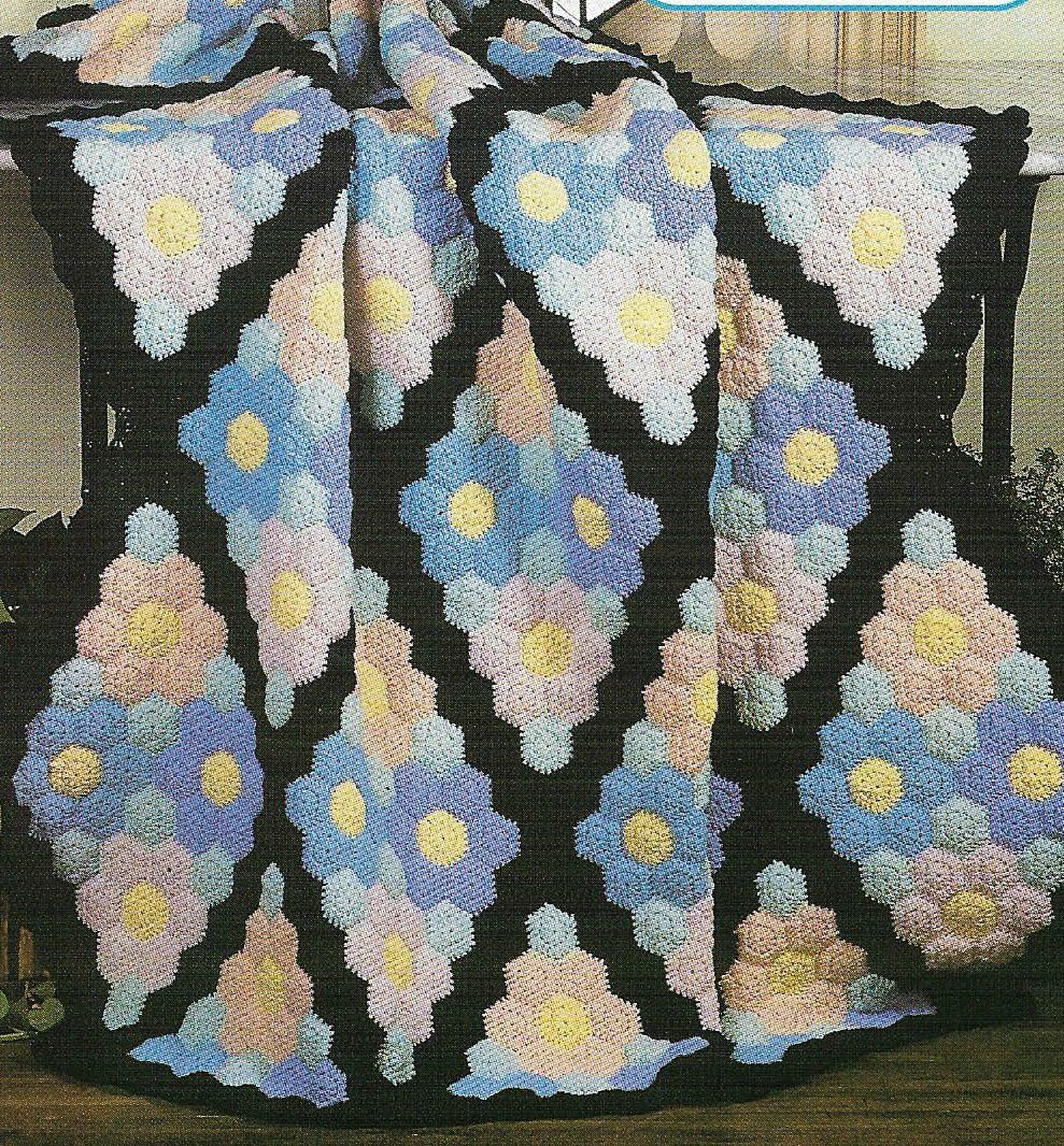 STAINED GLASS AFGHAN HOME DECOR DIGEST SIZE CROCHET PATTERN INSTRUCTIONS