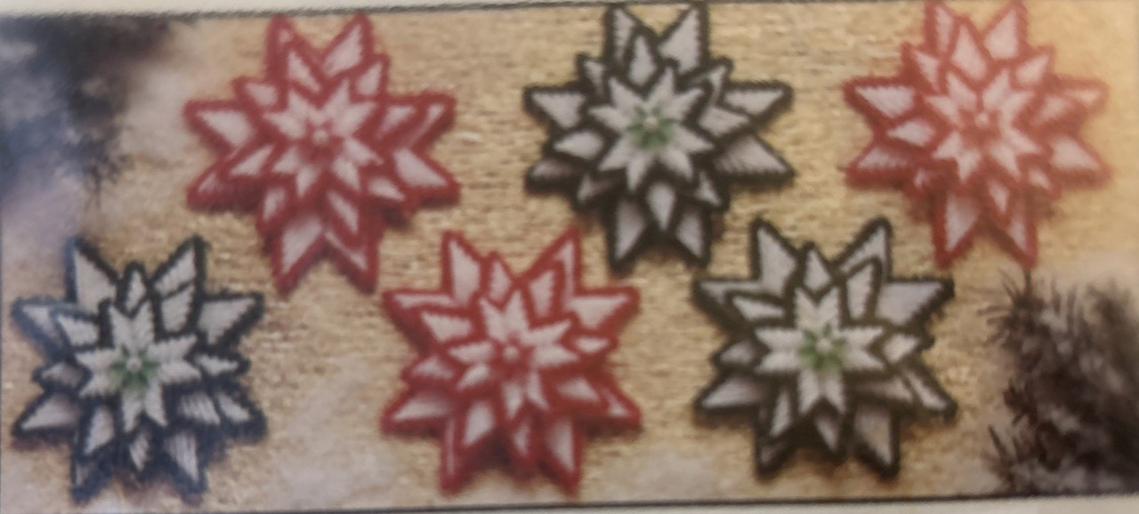 Vtg Rare Herrschners Inc. Starflake Ornaments 1994 Pattern + cut canvas