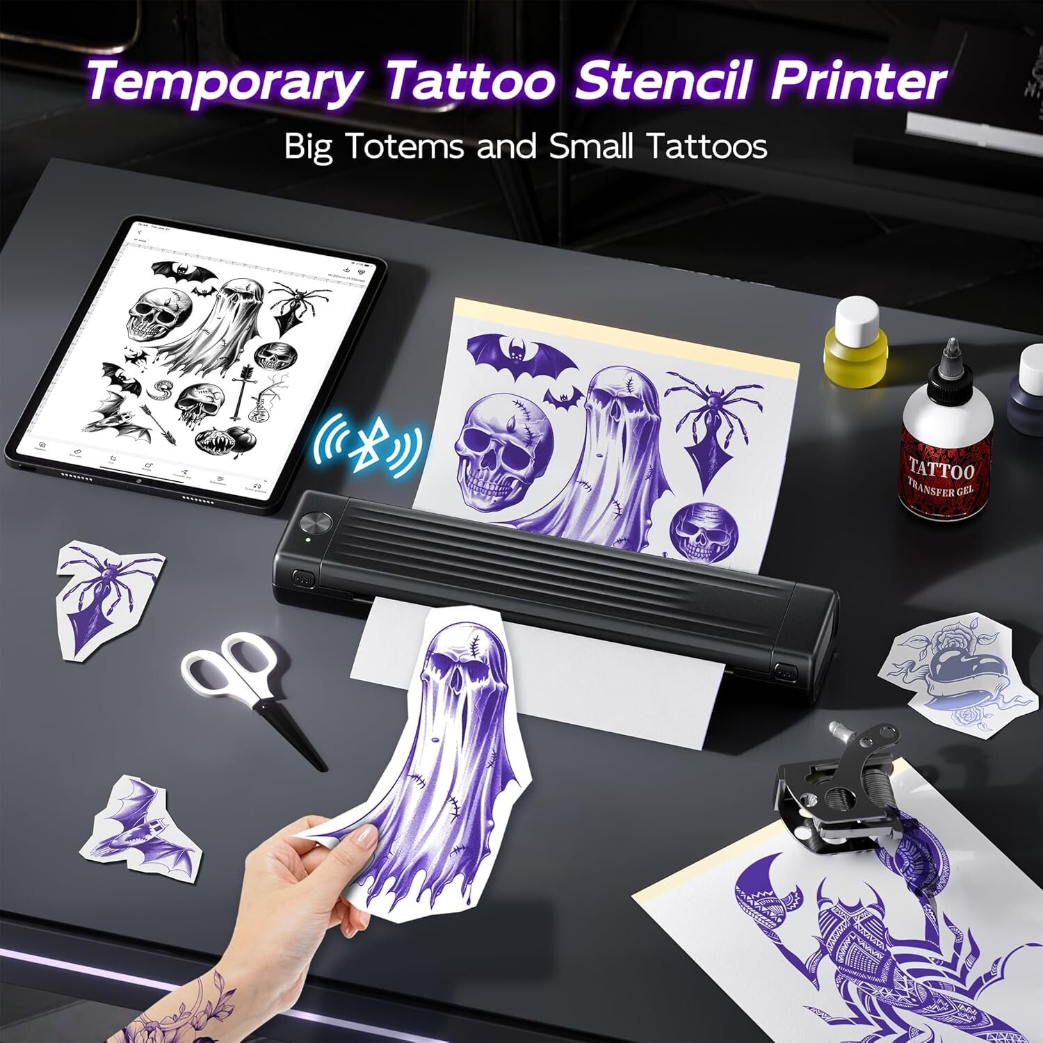 Phomemo Upgraded A886 TP86 Tattoo Stencil Printer for Beginners Black with paper