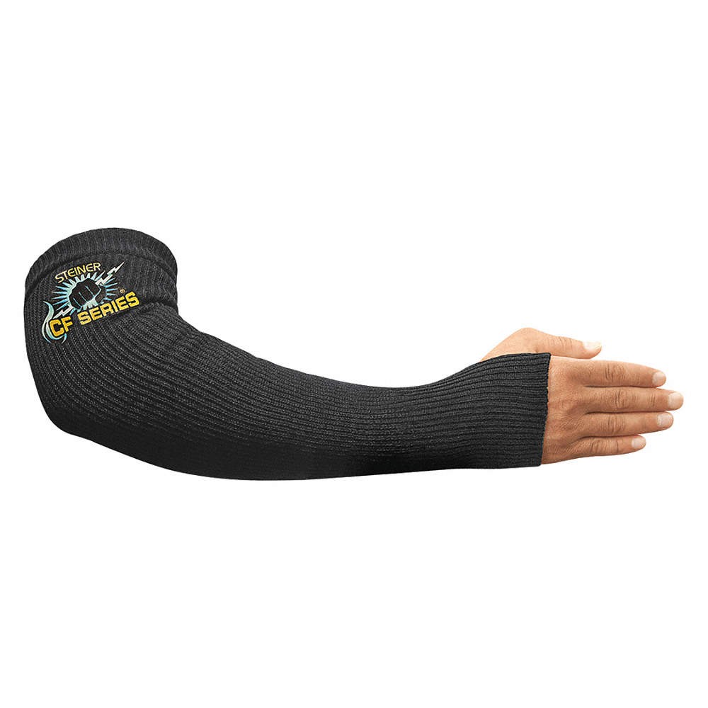 STEINER 1364KT-18 Sleeve w/Thumbhole,Univ,18In L,Blk,PK2 4FRT6
