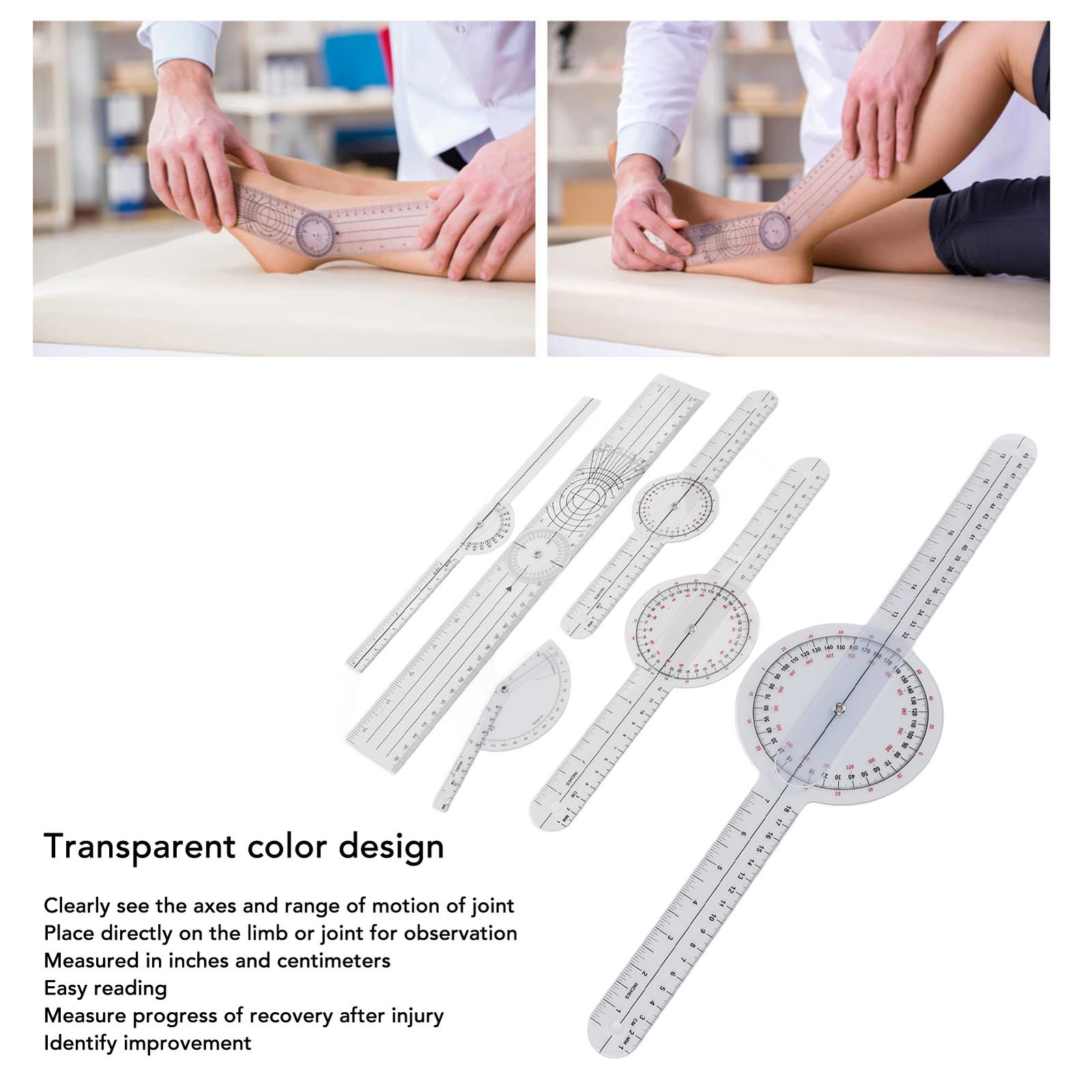 6Pcs Spinal Goniometer Joint Angle Protractor Ruler For Joint Recovery