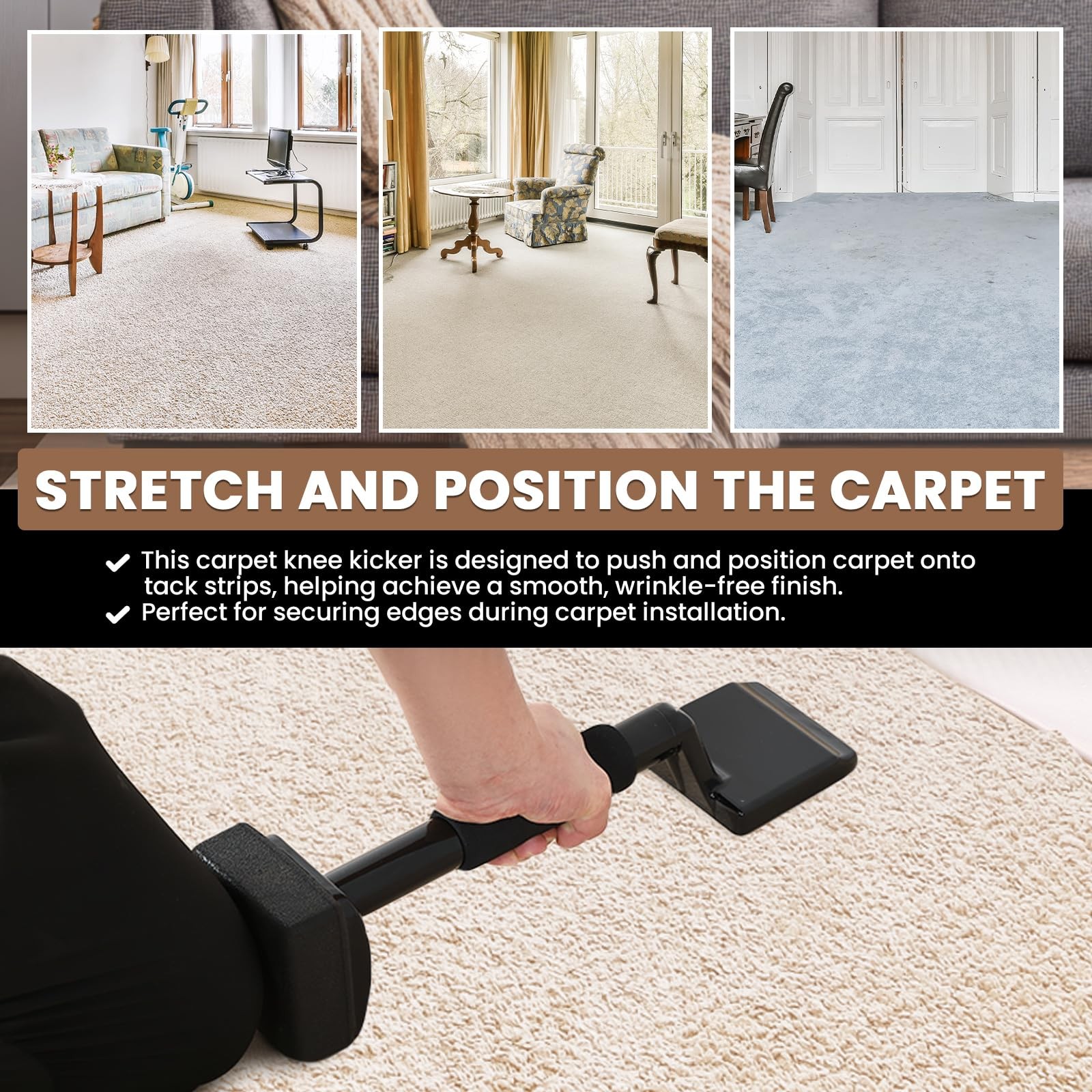 1 Pack Carpet Knee Kicker, Non-Adjustable Carpet Stretcher Knee Kicker, Compa...