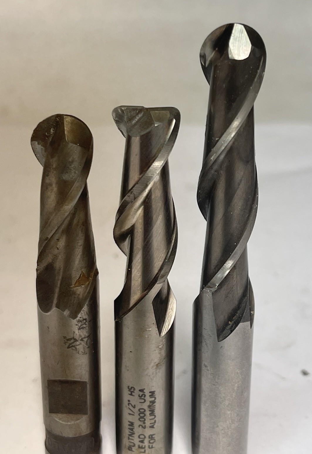Assortment 1/2” Dia. 2 FLUTE HNA ALUM. R&BALL END MILLS ”LOC,”OAL Qty.3(26JN149)