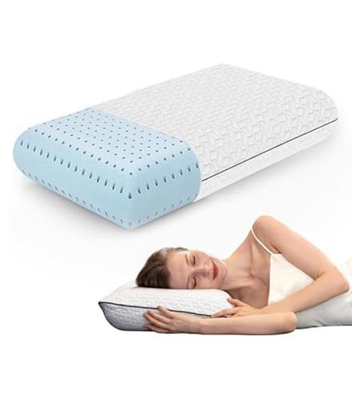 Gel Memory Foam Pillow - Standard, Firm Support for Neck & Shoulders, Cooling