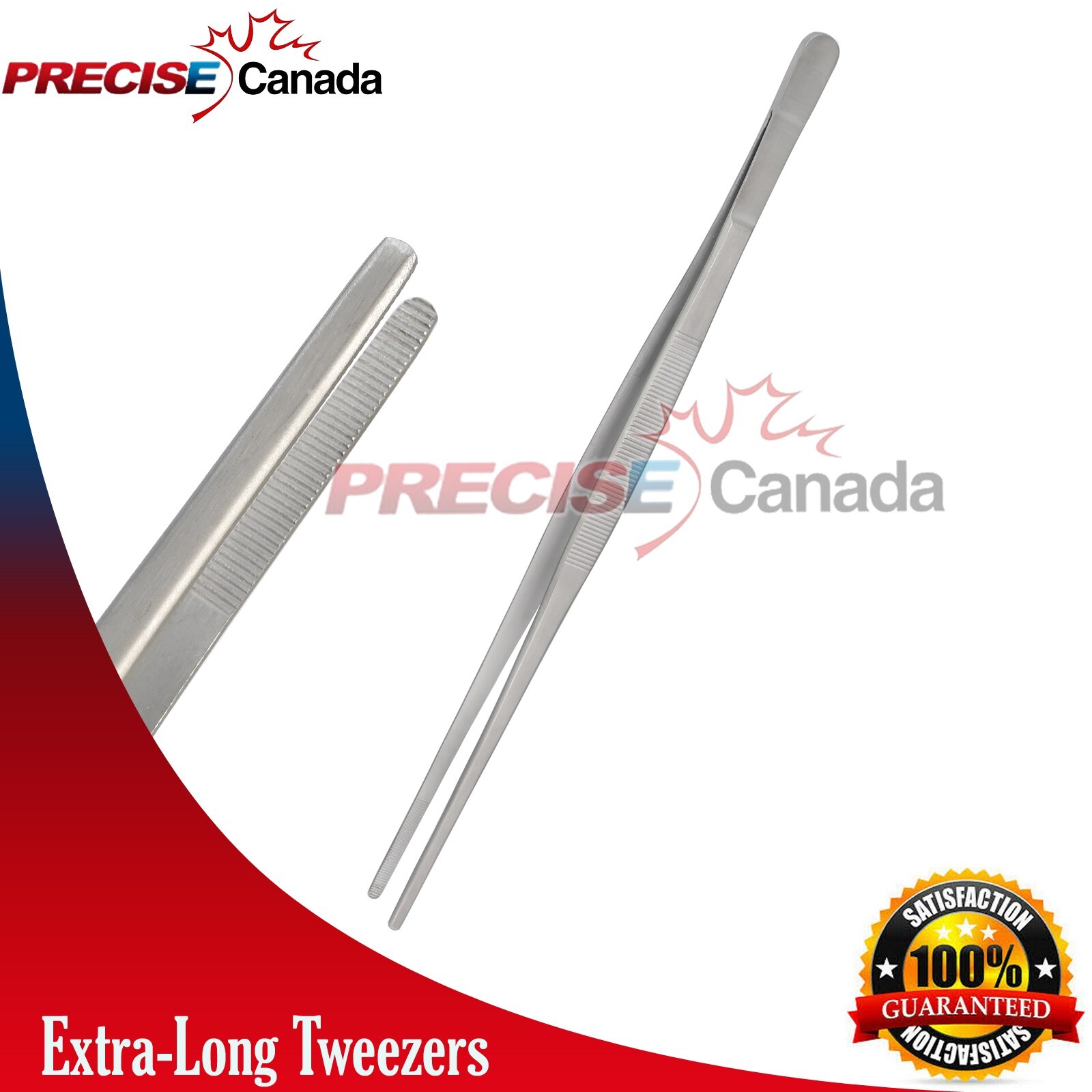 Extra Long 18" Tongs Tweezer with Precision Serrated Tip For Garden, Kitchen