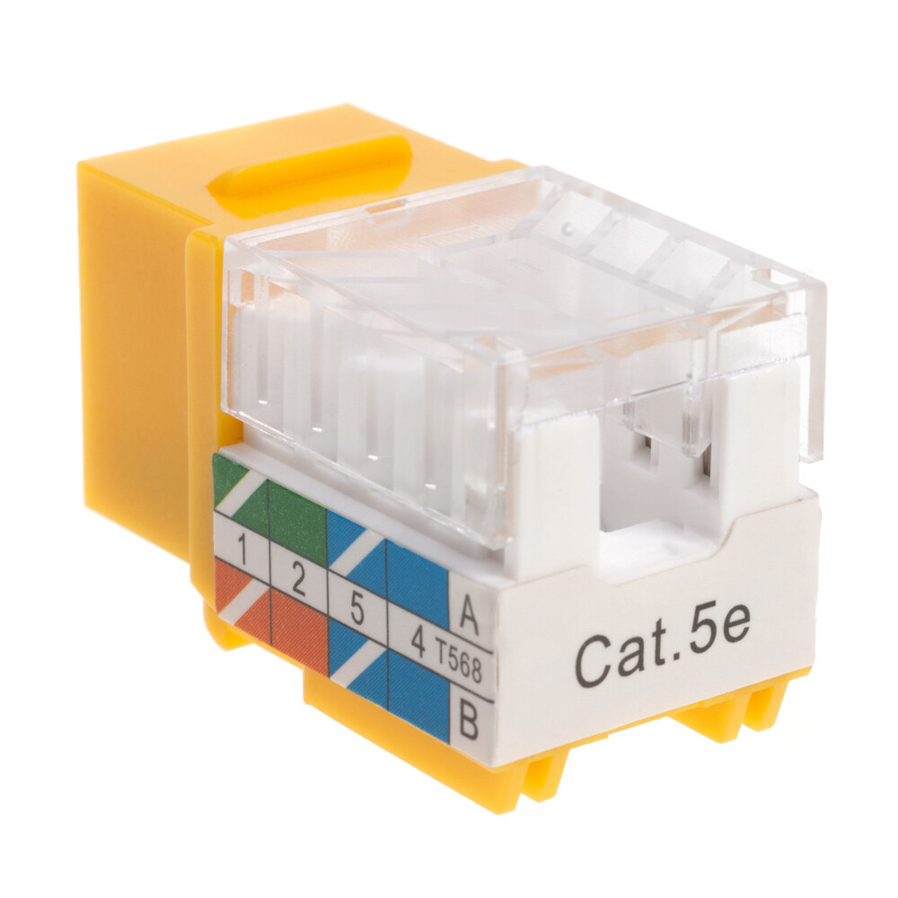 5 pack Cat5e 45° Angled Keystone Jack Network 110 Punchdown 8P8C Cat5
