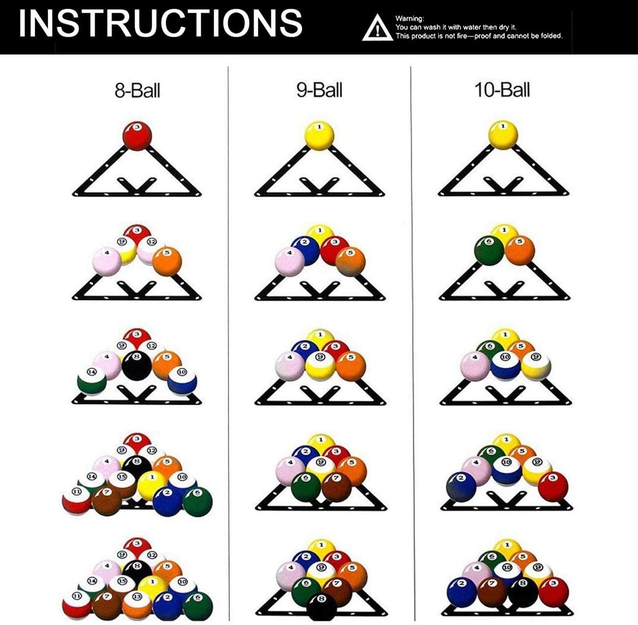 6PCS Billiards Triangle Cue Racks - Stylish Magic Ball Holder Set in Black