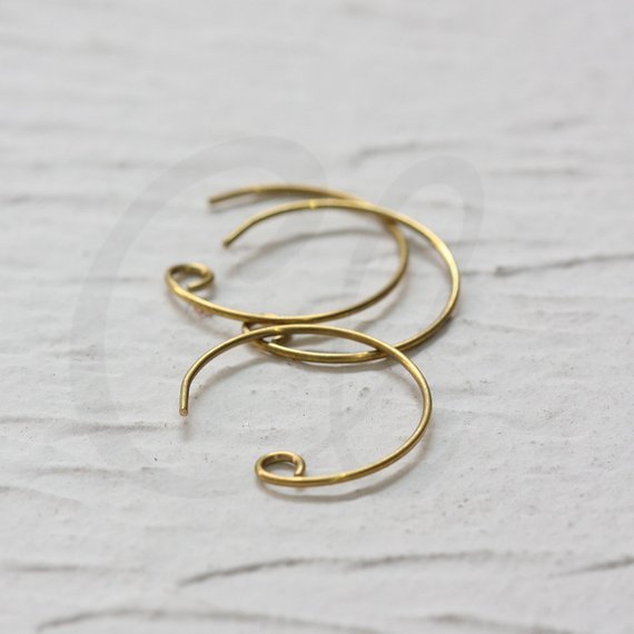 30 Pieces Raw Brass Earring Hooks - Earring Wire - 18mm (CW-4016C-N-354)