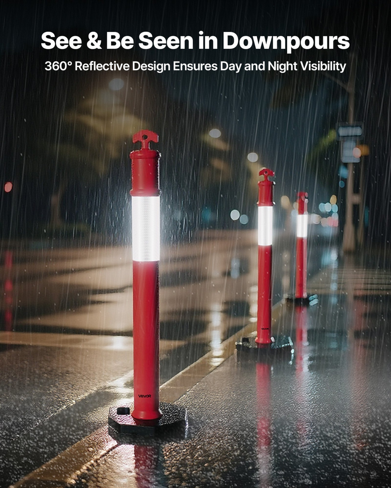 6 Packs Traffic Delineator Posts 48 in Traffic Safety Cones Weighted Base
