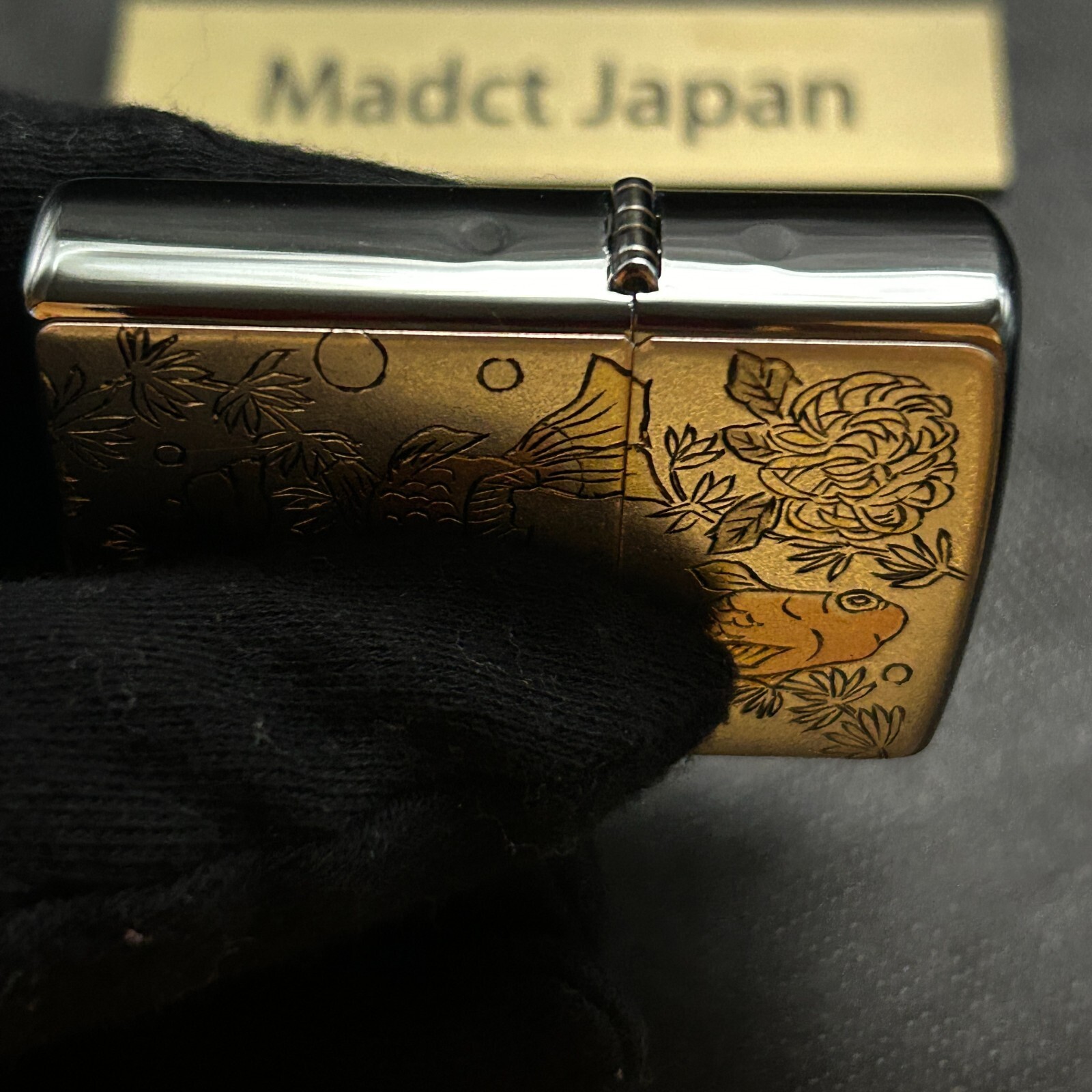 ZIPPO Oil Lighter Goldfish Silver Electroformed Plate Japan New