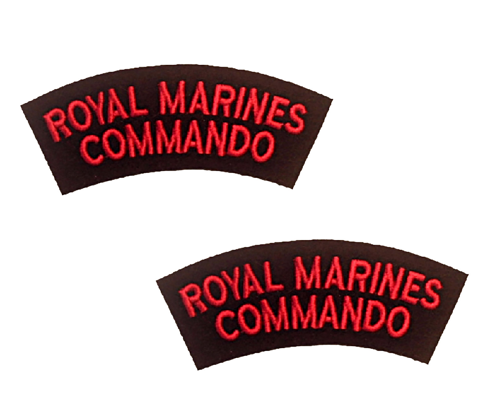 2 NEW Royal Marines Commando Red and Black Shoulders Flashes / Titles