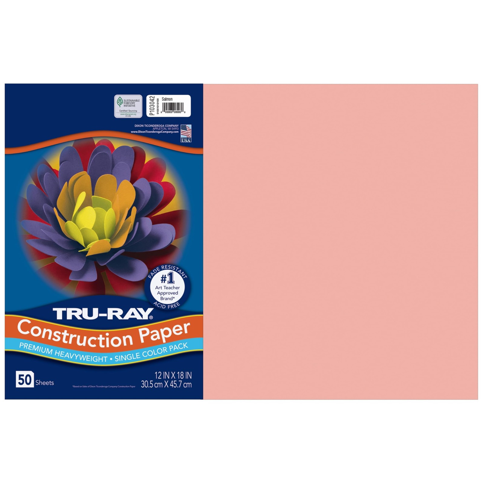 Tru-Ray® Heavyweight Construction Paper, Salmon, 12" x 18", 50 Sheets 12" x