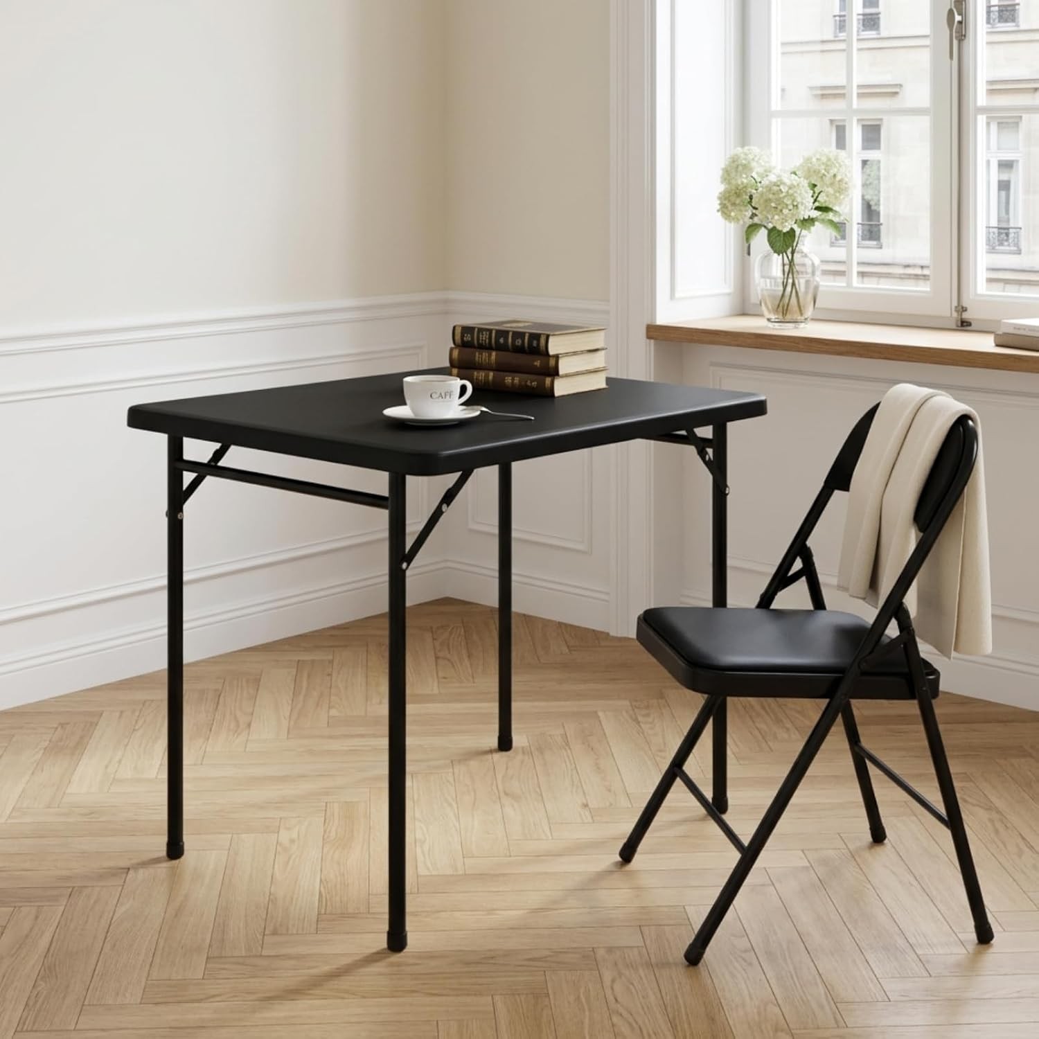 3ft Rectangular Folding Table All-Occasion Foldable Table W/ HDPE Tabletop