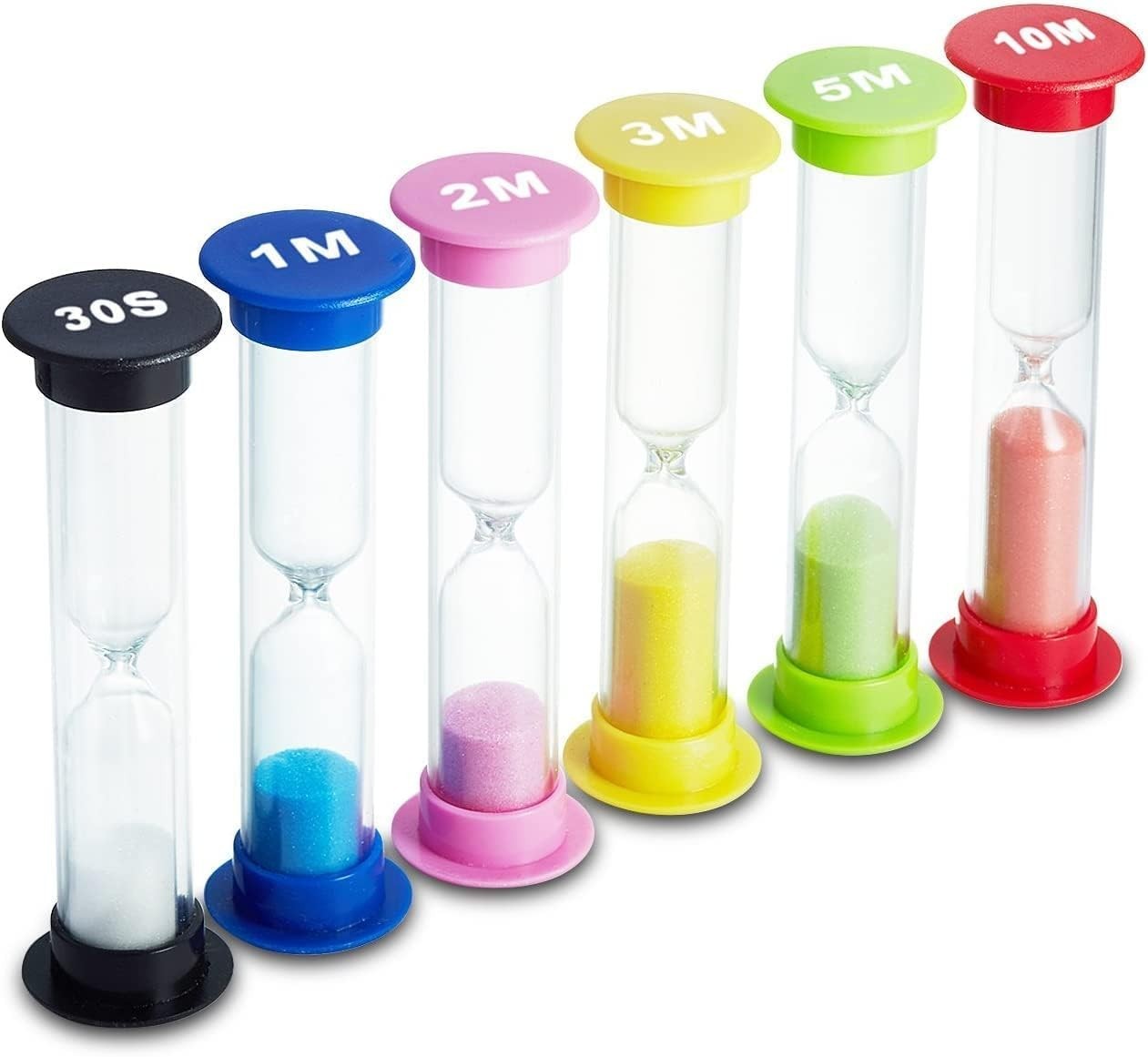 Sand Timer 6 Colors Hourglass Sandglass Sand Clock Timer, Pack of 6