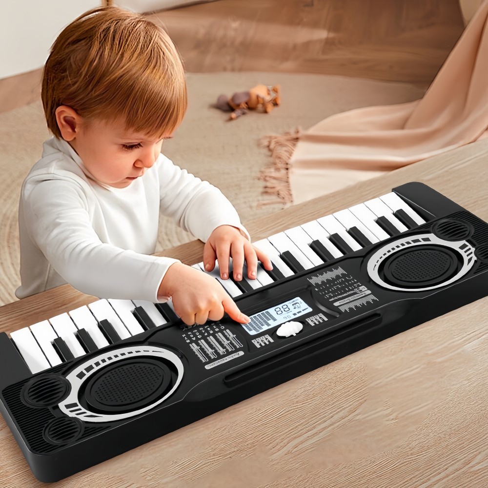 37 Keys Electric Digital Piano 37 Music Keyboard for Toddlers Beginners Kids BLK