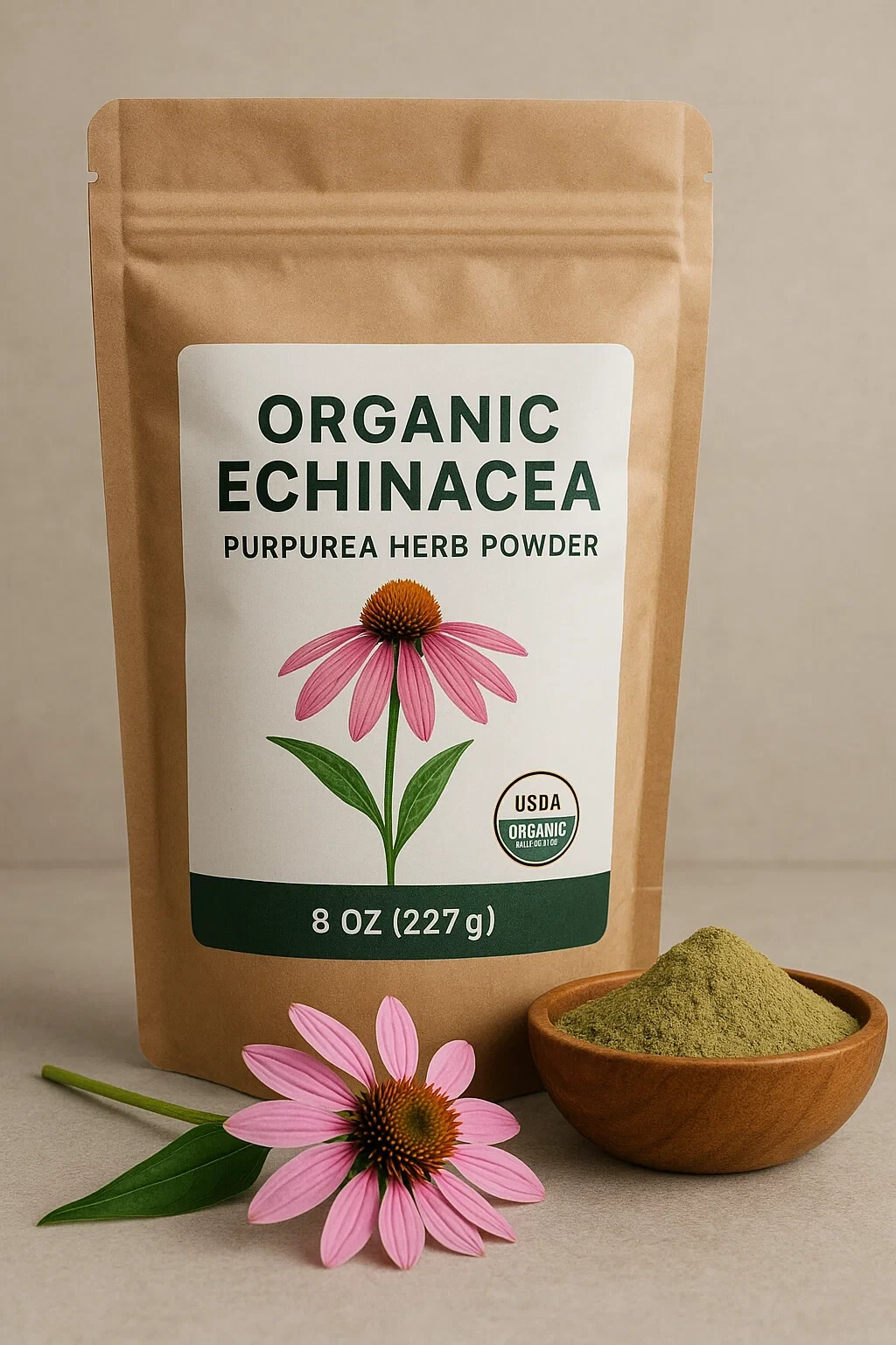 Organic Echinacea Purpurea Herb Powder - 100% Pure, Non-GMO, - Immune Support
