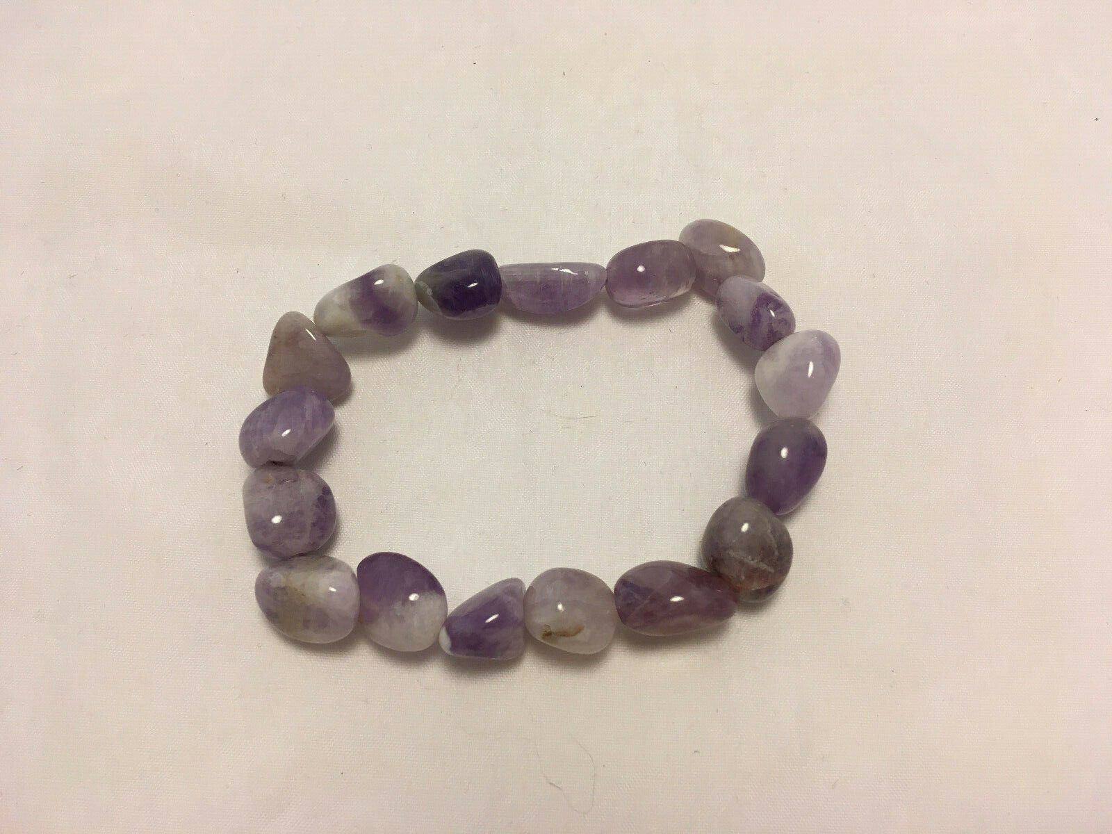 Tumbled Single Strand Amethyst Gemstone Crystal Elastic Band Bracelet