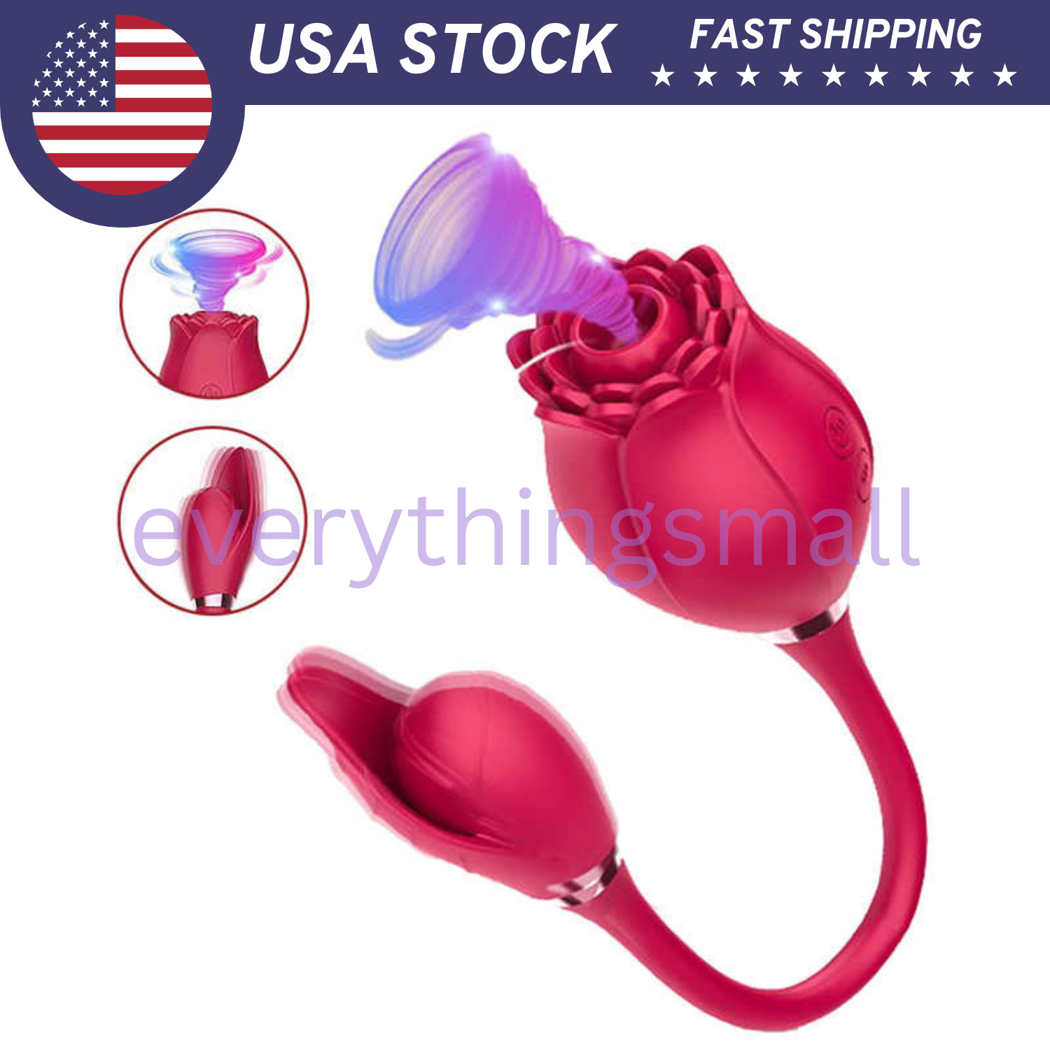 2in1 Rose for Women Licking Thrusting Vibration Clit Nipples Oral Sucking Toy