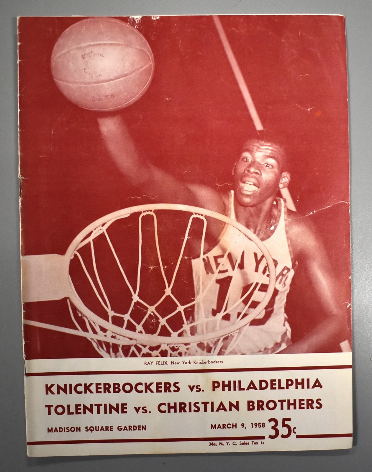 Knicks vs Warriors Tolentine vs Christian Brothers Mar 9th 1958 Official Program
